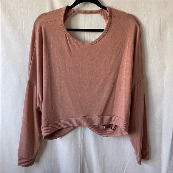Project Social T Cropped Sweatshirt Batwing Sleeves & Cut-Out Back w/ Twist Hem - Picture 12 of 12